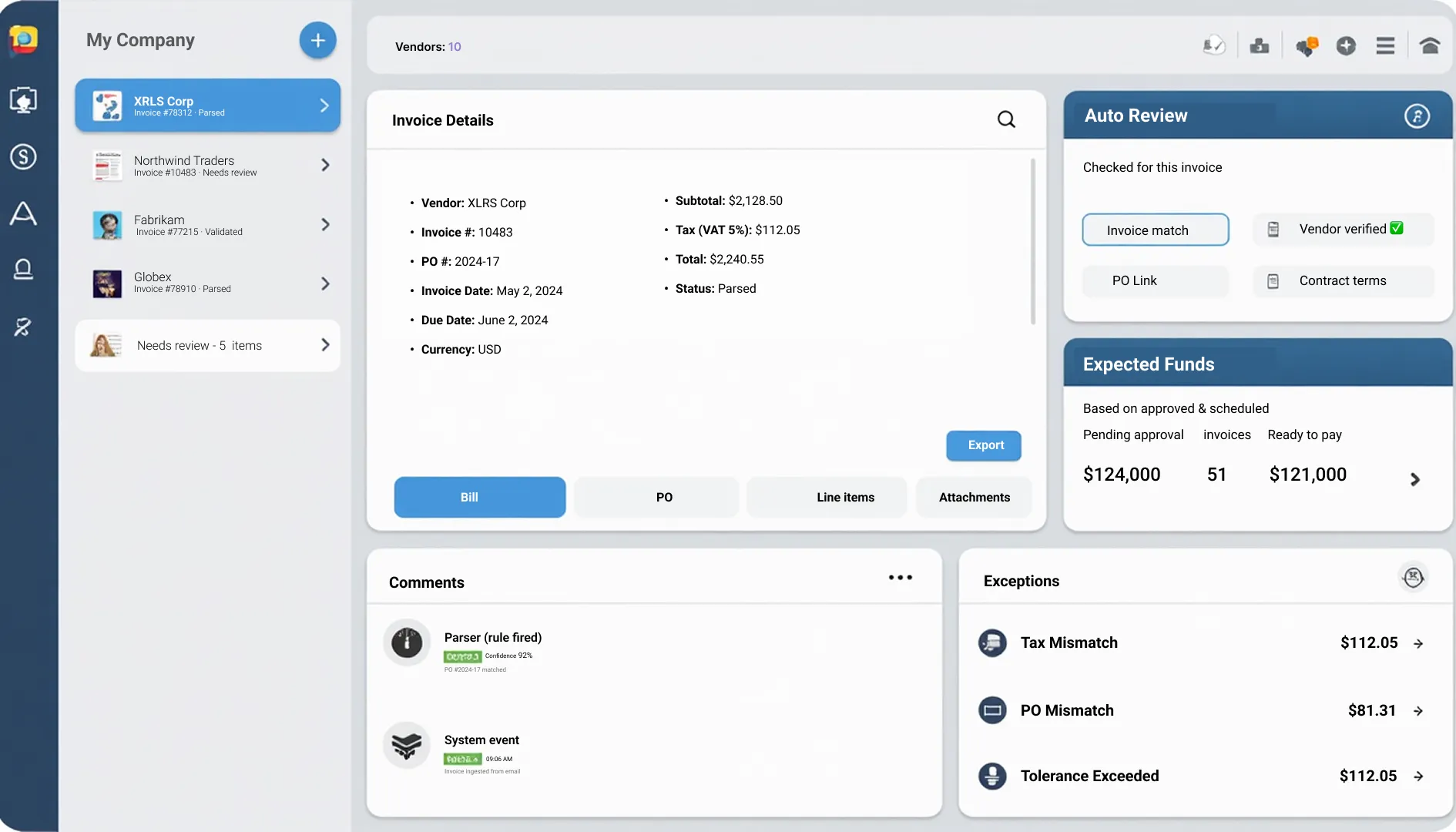 OCR bounding boxes and extracted fields