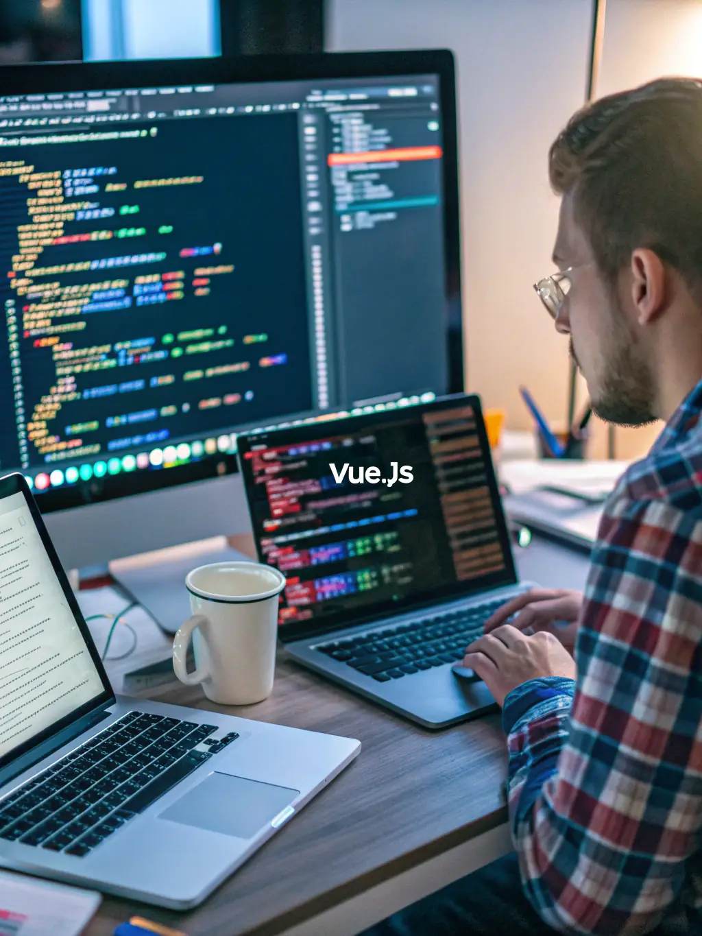 A developer working on a clean, modern code interface, showcasing custom application development.